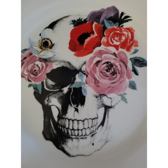 Floral Skull Salad Plate - Picture 1 of 4